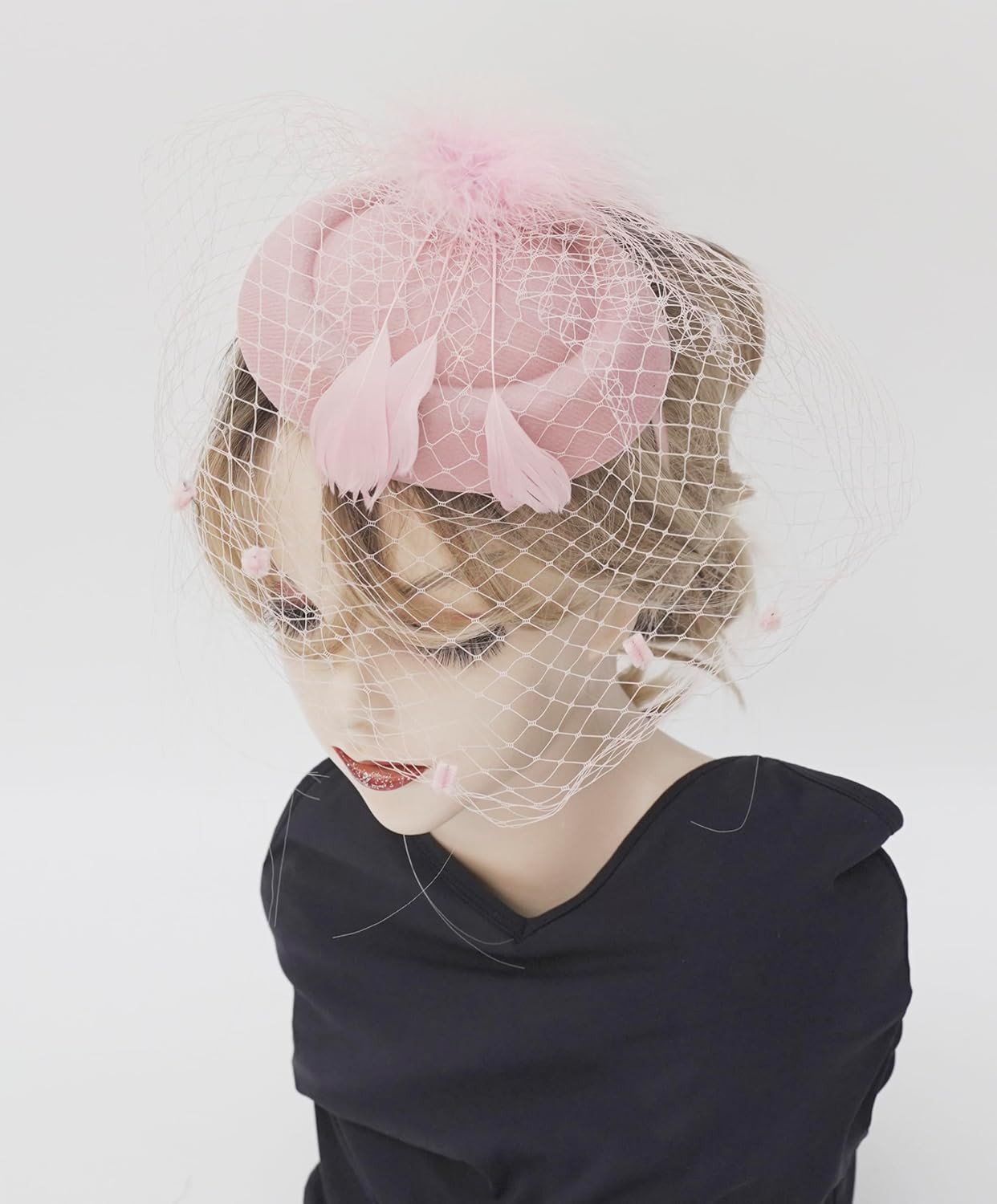 Fascinators Hat Women Tea Party Pillbox Veil Cocktail Mesh Hat