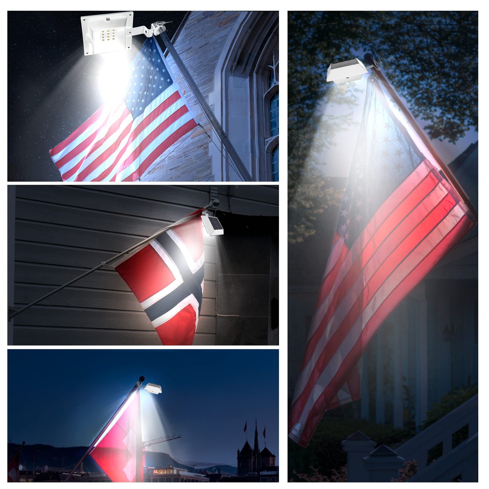 Solar Flag Pole Light, Bright White 6000k Flagpole Light Upgrade Solar Powere...