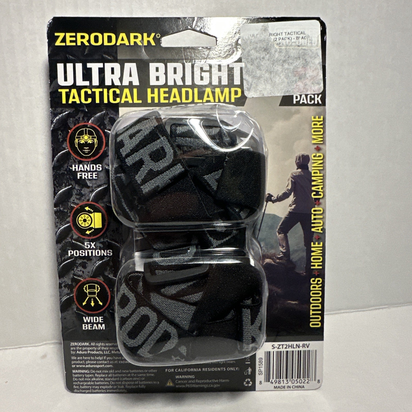 Zerodark Ultra Bright Tactical Headlamp 2 Pack Batteries Included