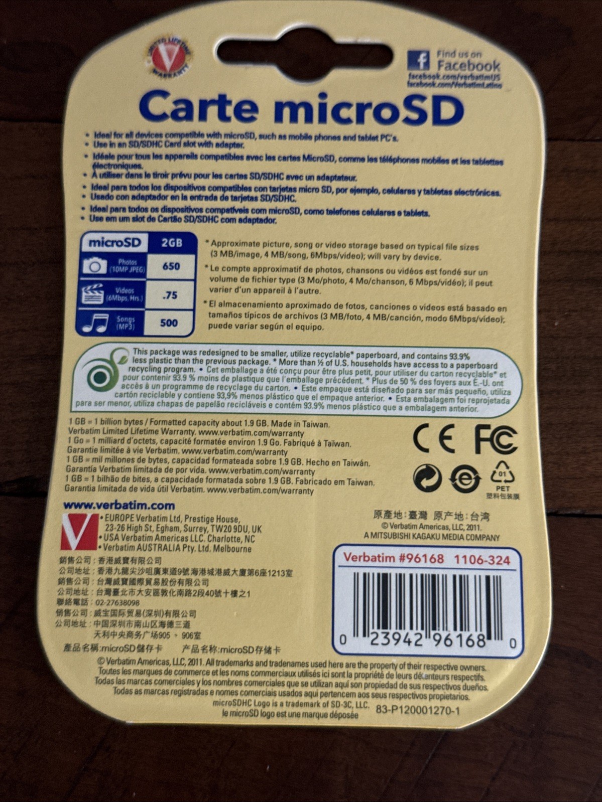 Verbatim microSD Card 2GB (w/SD adapter)