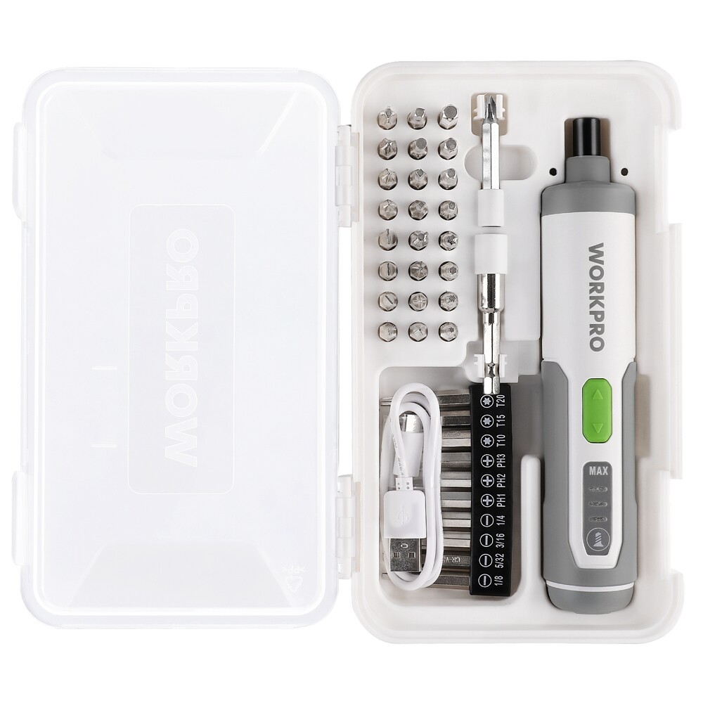 WORKPRO 4V Electric Screwdriver Rechargeable Cordless Screwdriver Set with 35Bit