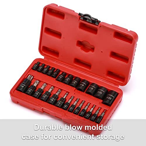 CASOMAN 25 Piece Torx Bit Socket and External Socket Set 13 Star Socket Bits