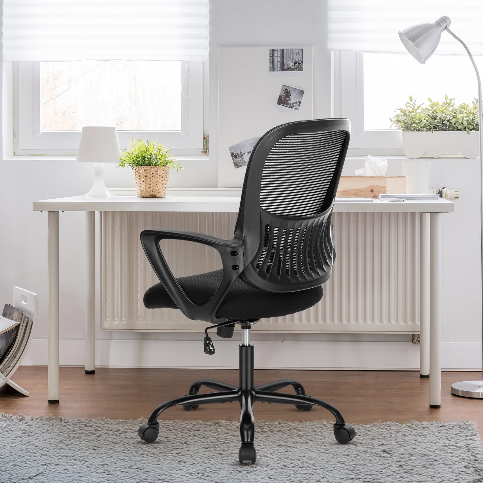 Office Chair Ergonomic Swivel Adjustable Computer Chair for Home Bedroom Black