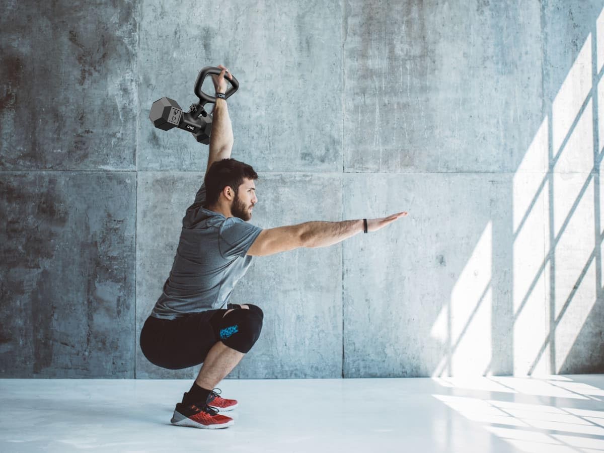 Convert Dumbbells into Kettlebell by – Adjustable Weights & Up to 220LB Capac...