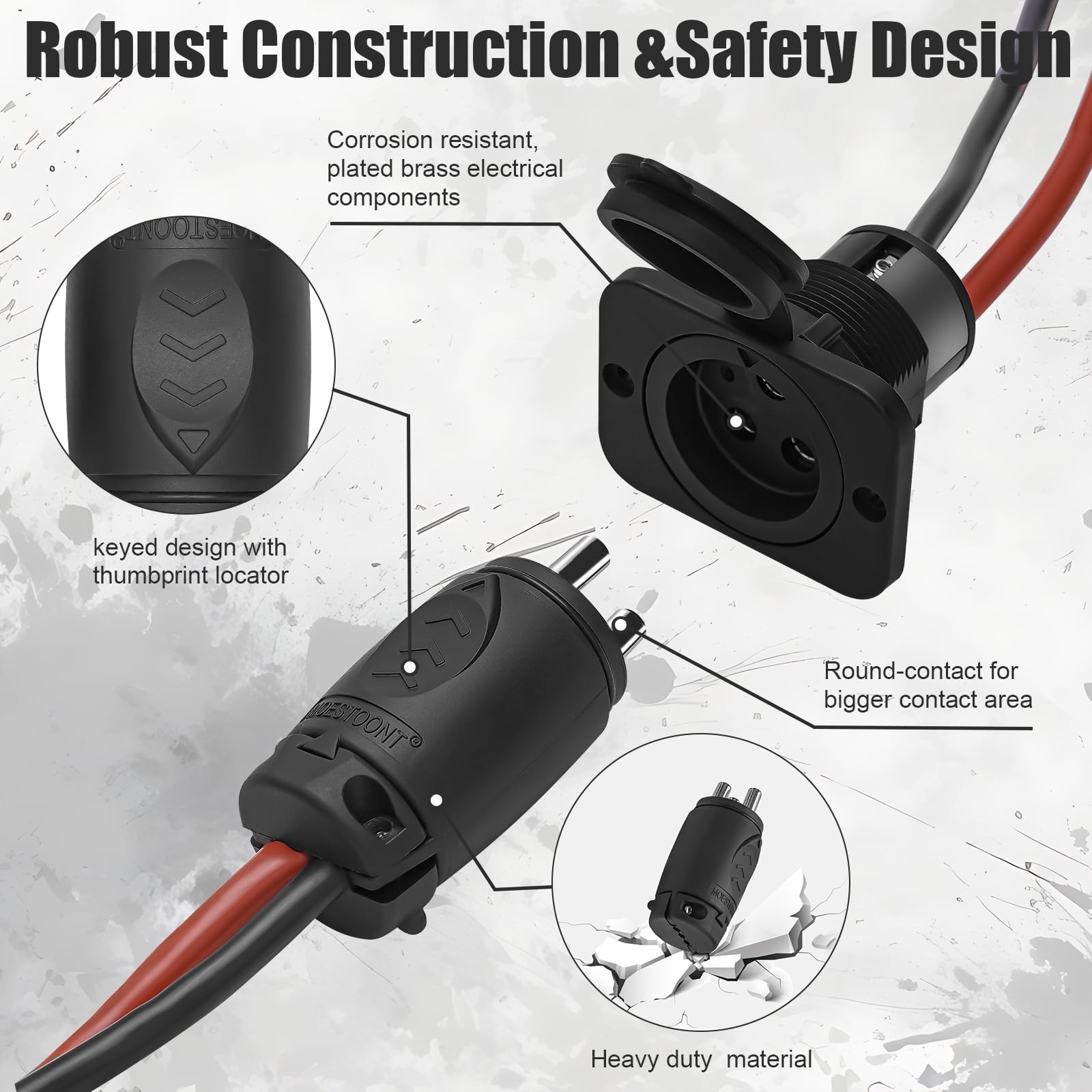 Moestoont 70A Trolling Motor Plug & Receptacle for 2 or 3 Wire 12-48V Systems...
