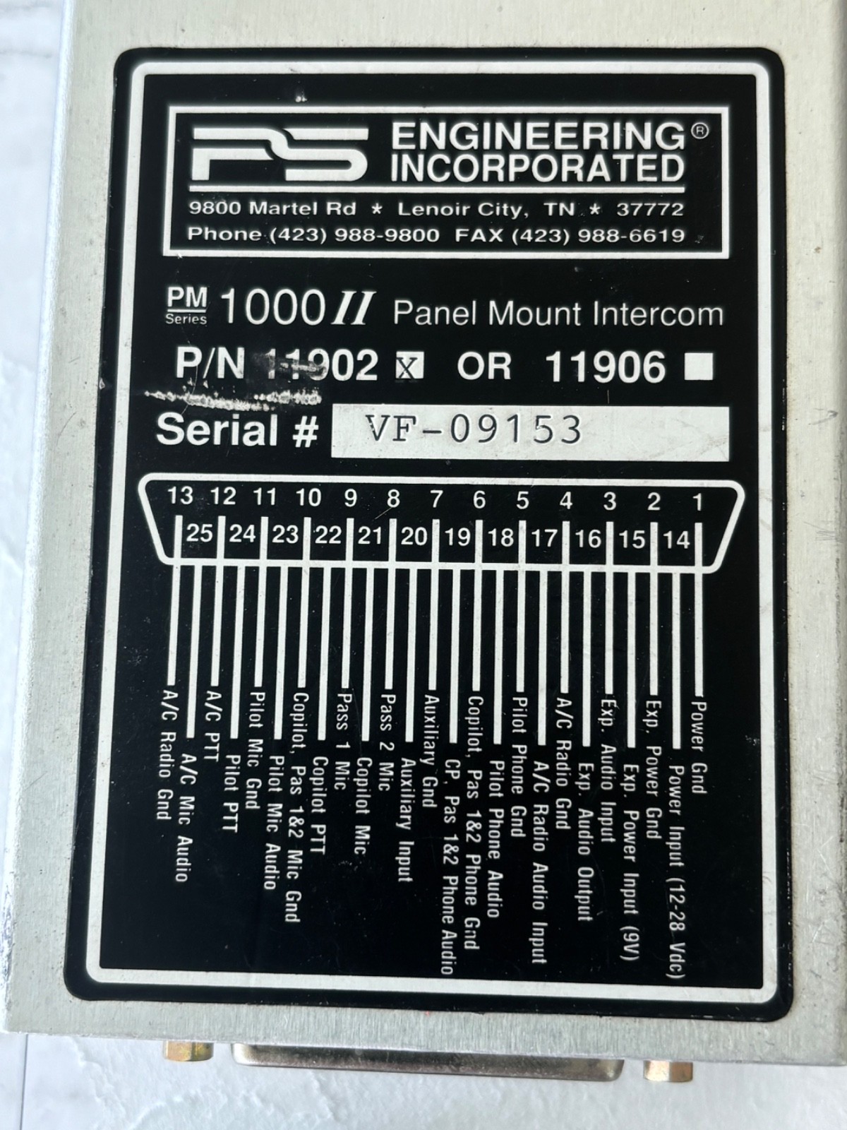 PS ENGINEERING 1000 II 4-PLACE INTERCOM Panel Mounted Intercom