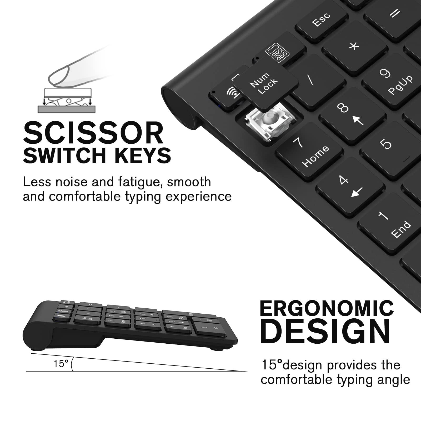 cimetech BT Number Pad, Wireless Numeric Keypad Numpad, 22 Keys Portable Mini...