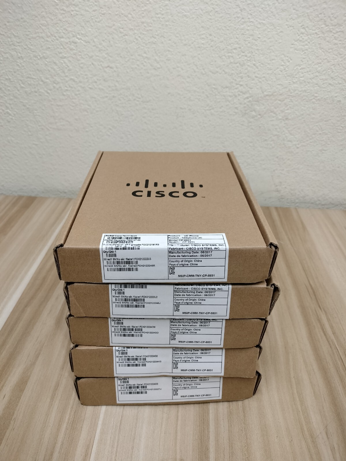 (LOT OF 6) Cisco CP-8831 Wired Microphone Kit (CP-MIC-WIRED-S =V01)
