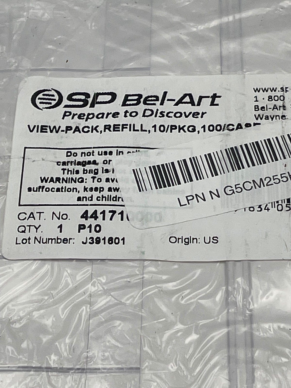 SP Bel-Art View-Pack Refill 44171 White 3-Hole Plastic Label Sheets 10/PK Pack