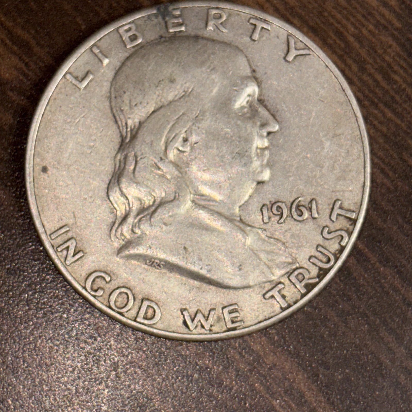 1961  Ben Franklin Half Dolllar die crack errors double die