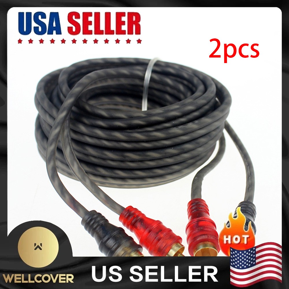 NEW 2PCS RCA Cables Channel Twisted 4Ft Car Audio Shielded Interconnect Amp Wire