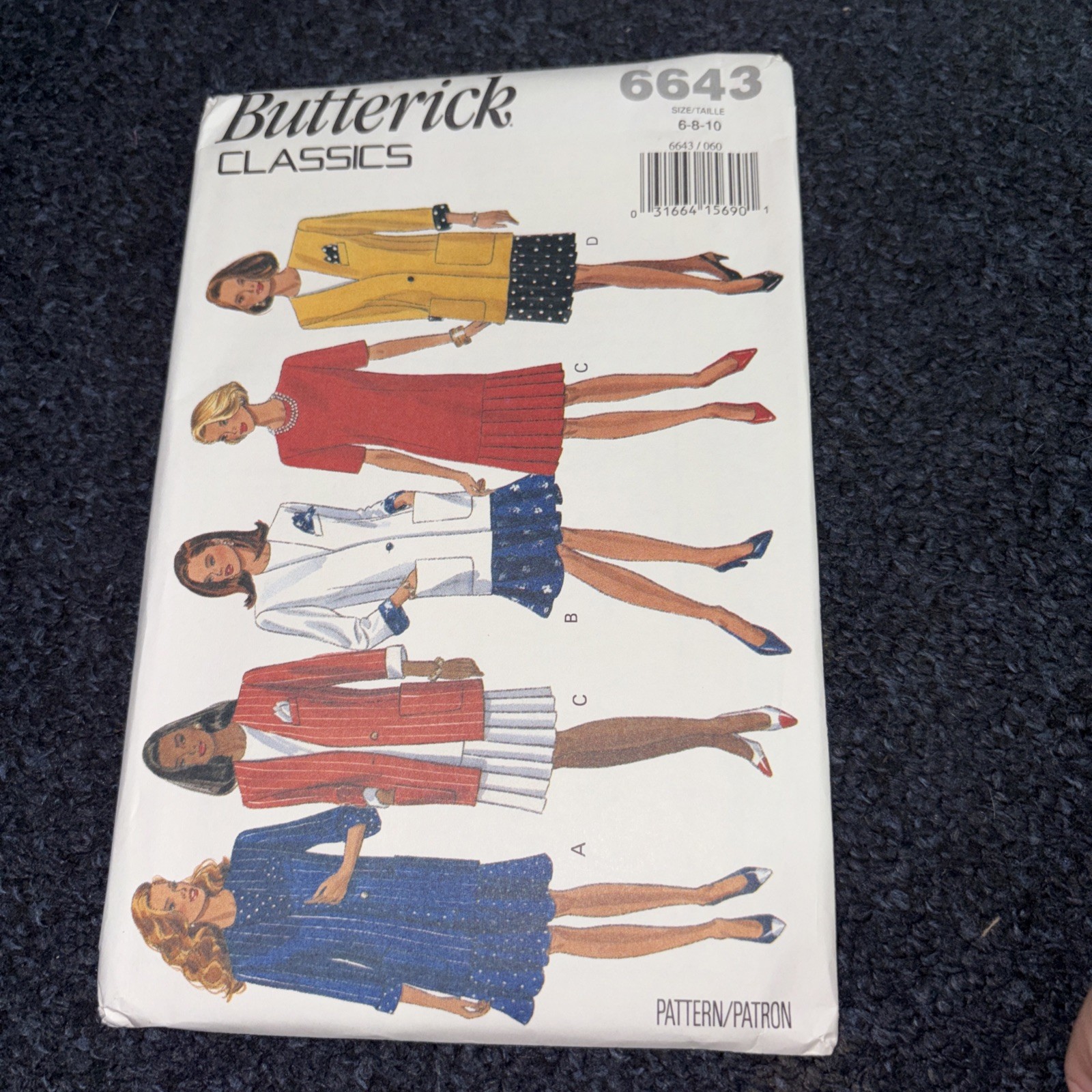 Unused Uncut Butterick Sewing Pattern 6643 Size 6-8-10 Jacket & Dress