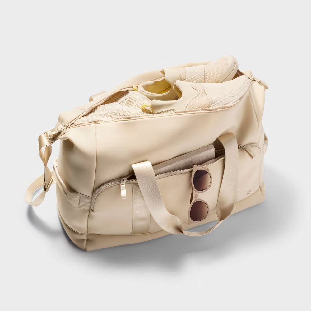 Faux Neoprene Weekender Bag - All In Motion - Cream