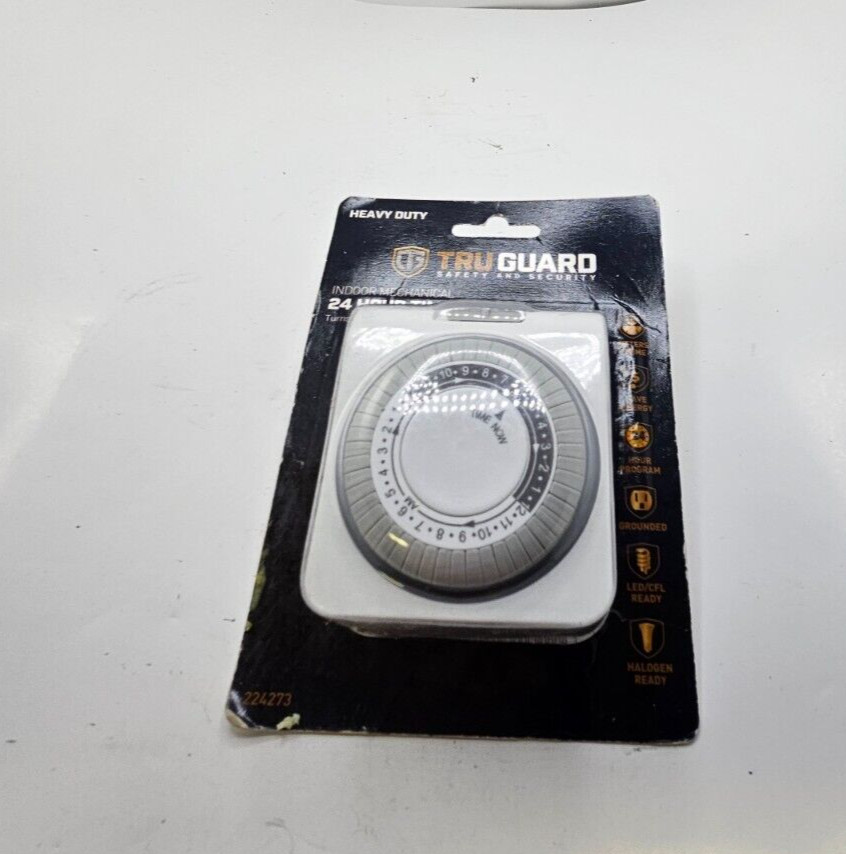 (QTY 2) Tru Guard Indoor Mechanical 24 Hour Timer Heavy Duty 224273 50001TV