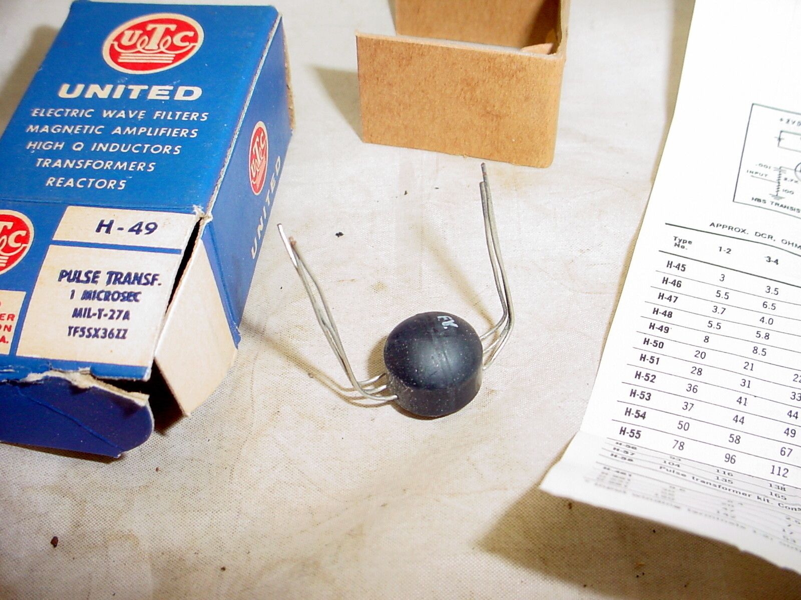 NOS UTC H-49 Vacuum Tube Pulse Transformer 1 microsecond