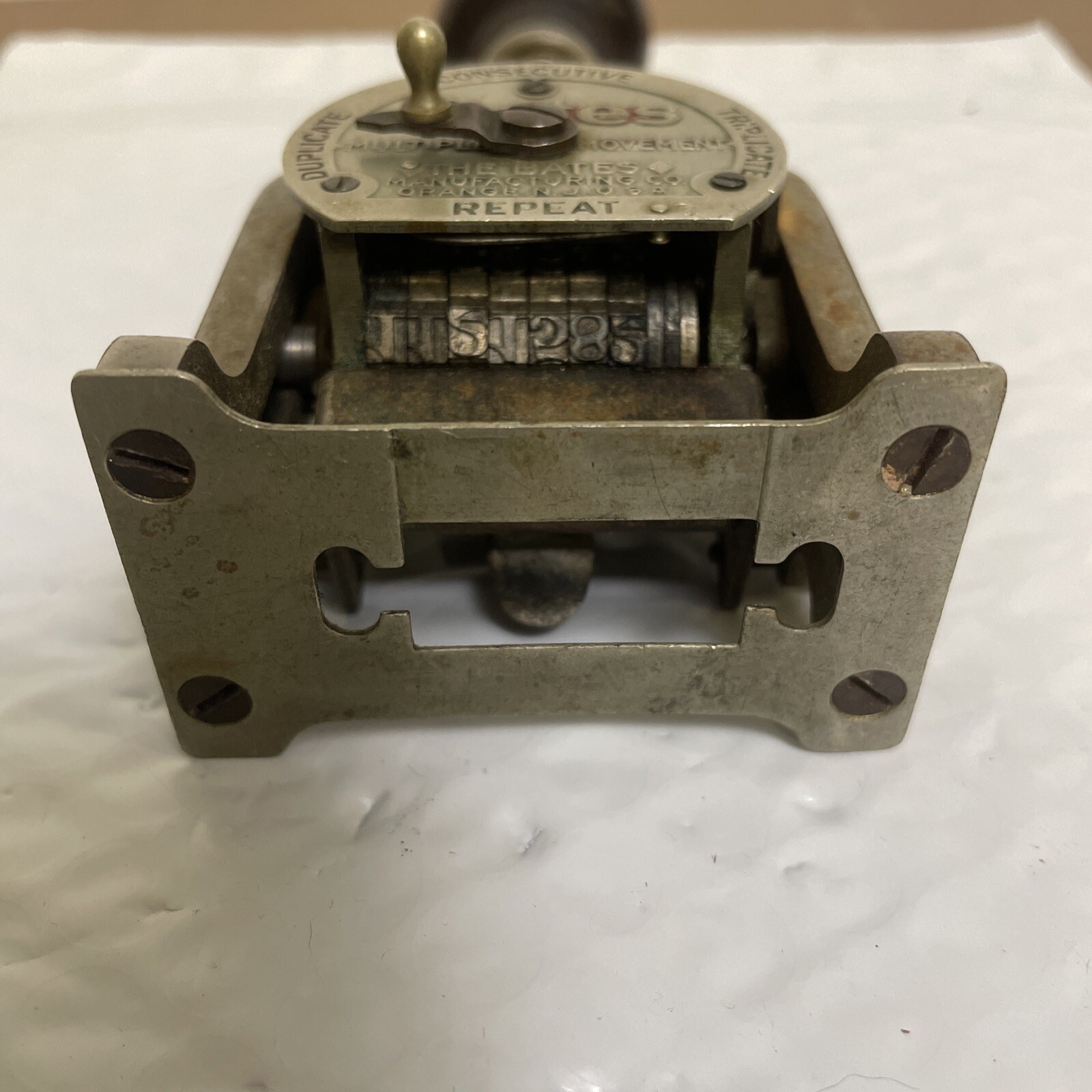 Vintage BATES 7 Wheel/Style E Numbering Machine *Wooden Handle!