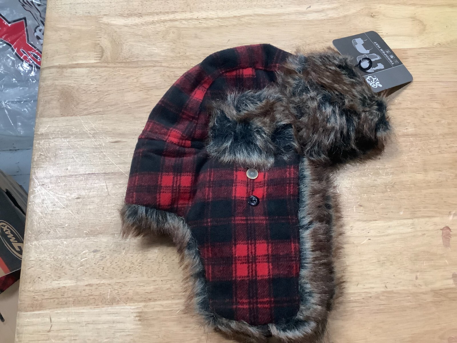 Zan Headgear Trooper Hat Plaid (OSFM, Red Plaid) WTH068