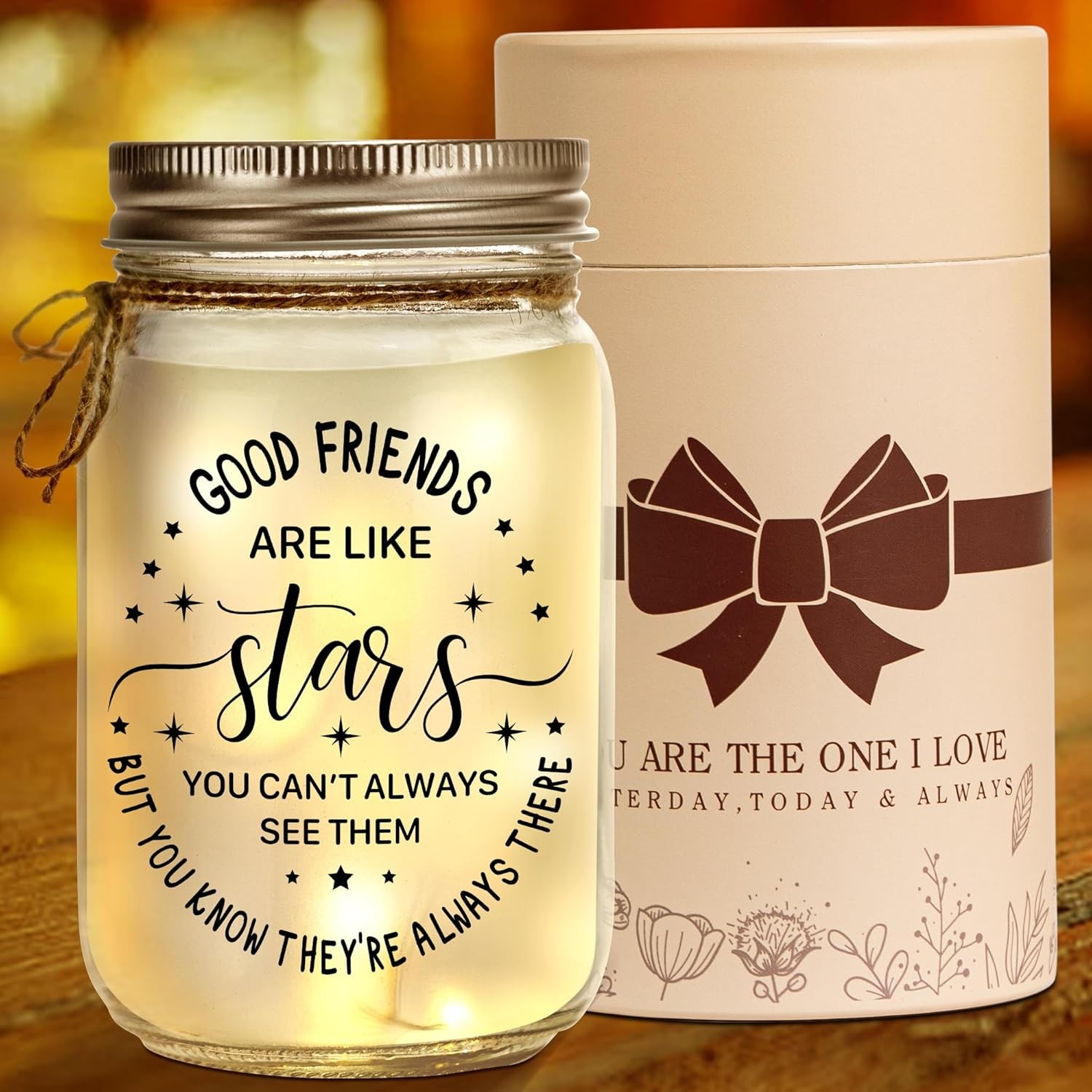 Kenon Mason Jar Night Light for Bestie, Birthday Day Gifts Women, Friends