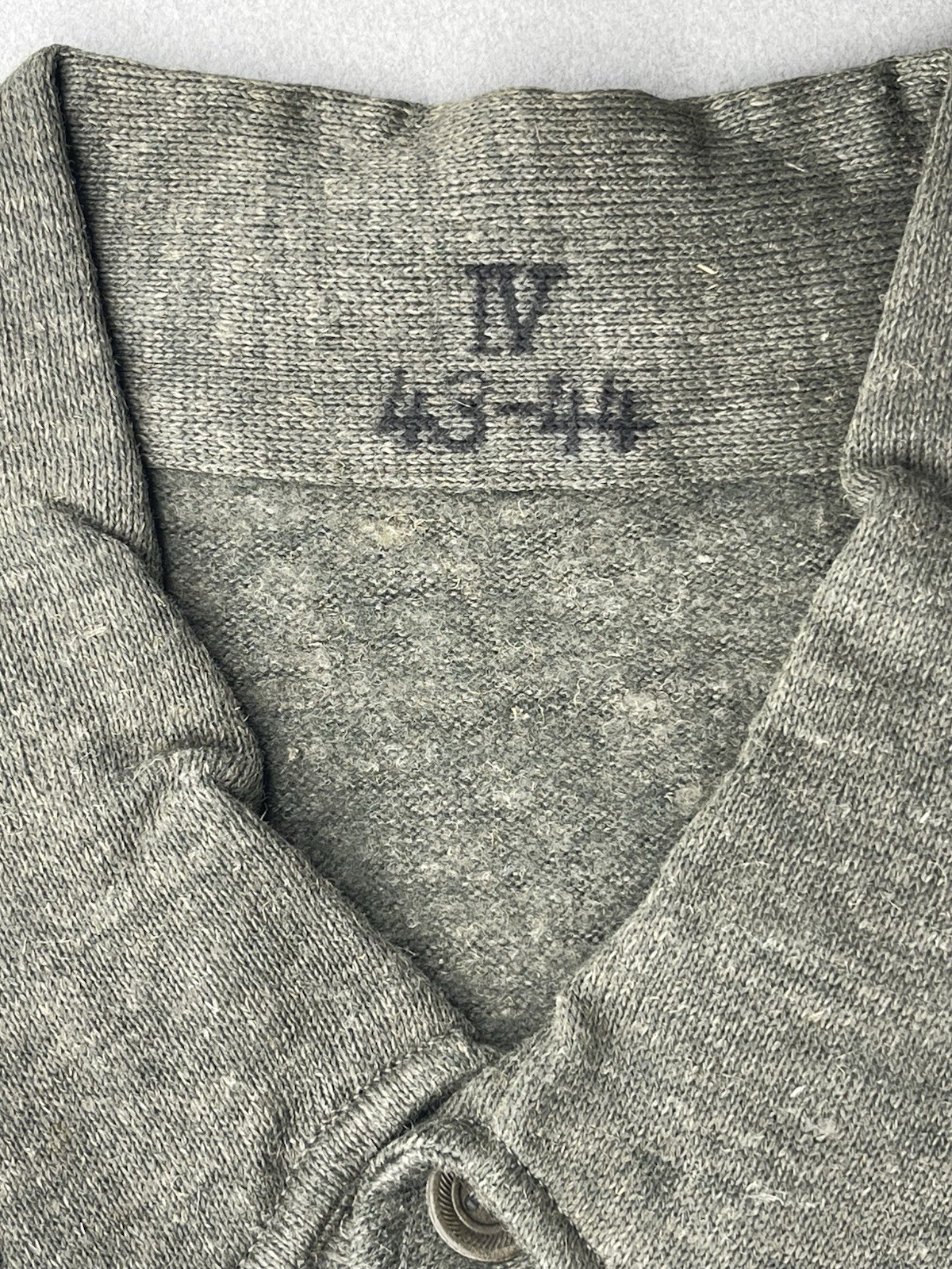 WW2 German Army Heer SS Issue Shirt, L/S Gray-Green Italian Wool “IV 43-44” RARE