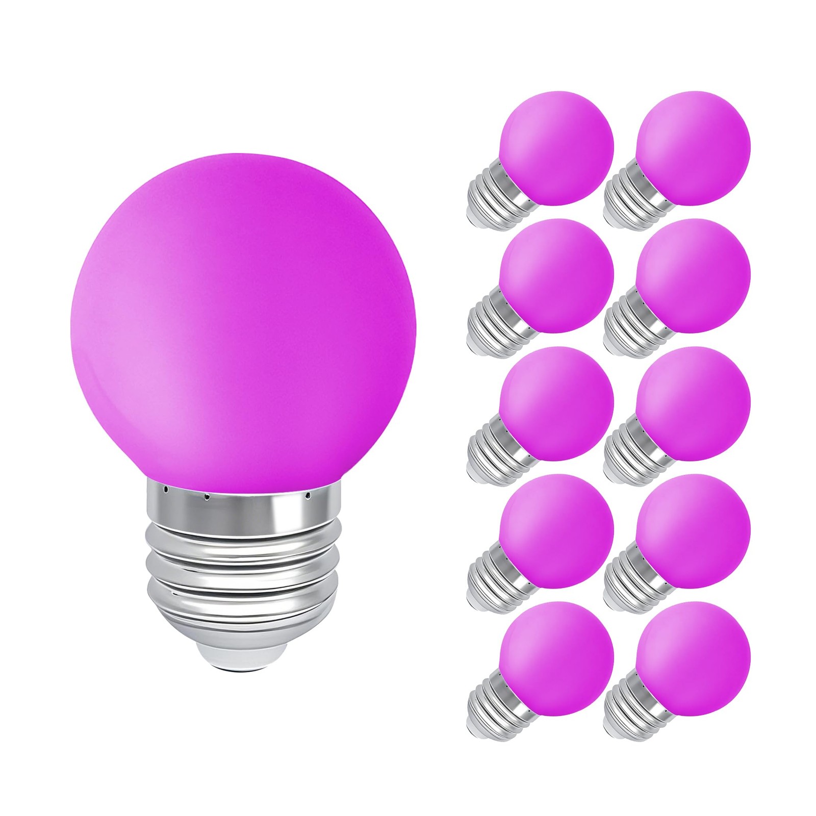 LED Night Light Bulbs 1 Watt Low Lumen A19 E26 Purple Pink Lamp set 10 Pk