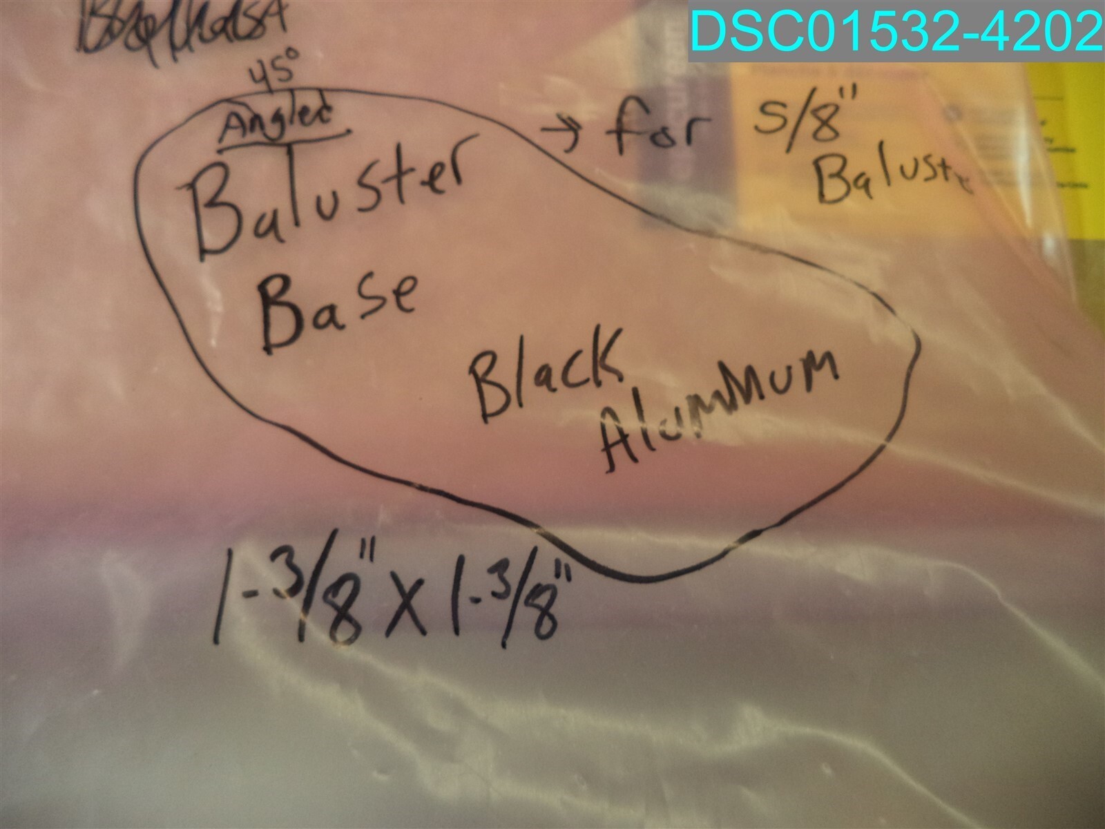 QTY=30: 45 DEGREE BALUSTER BASE ALUMINUM BLACK 1-3/8" X 1-3/8"