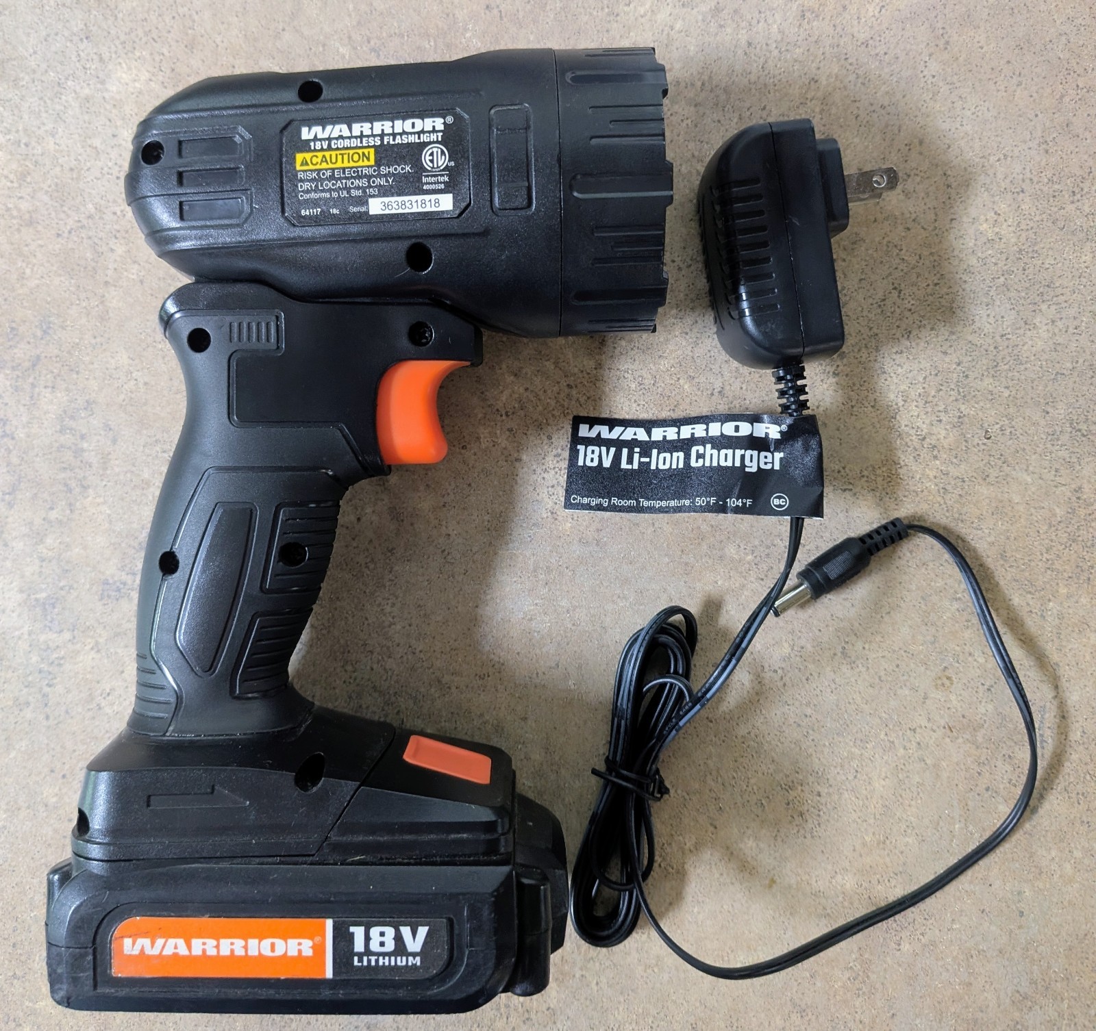 Warrior 18V Cordless Flashlight Work Light 9 LED Spotlight Item 64117 Bare Tool