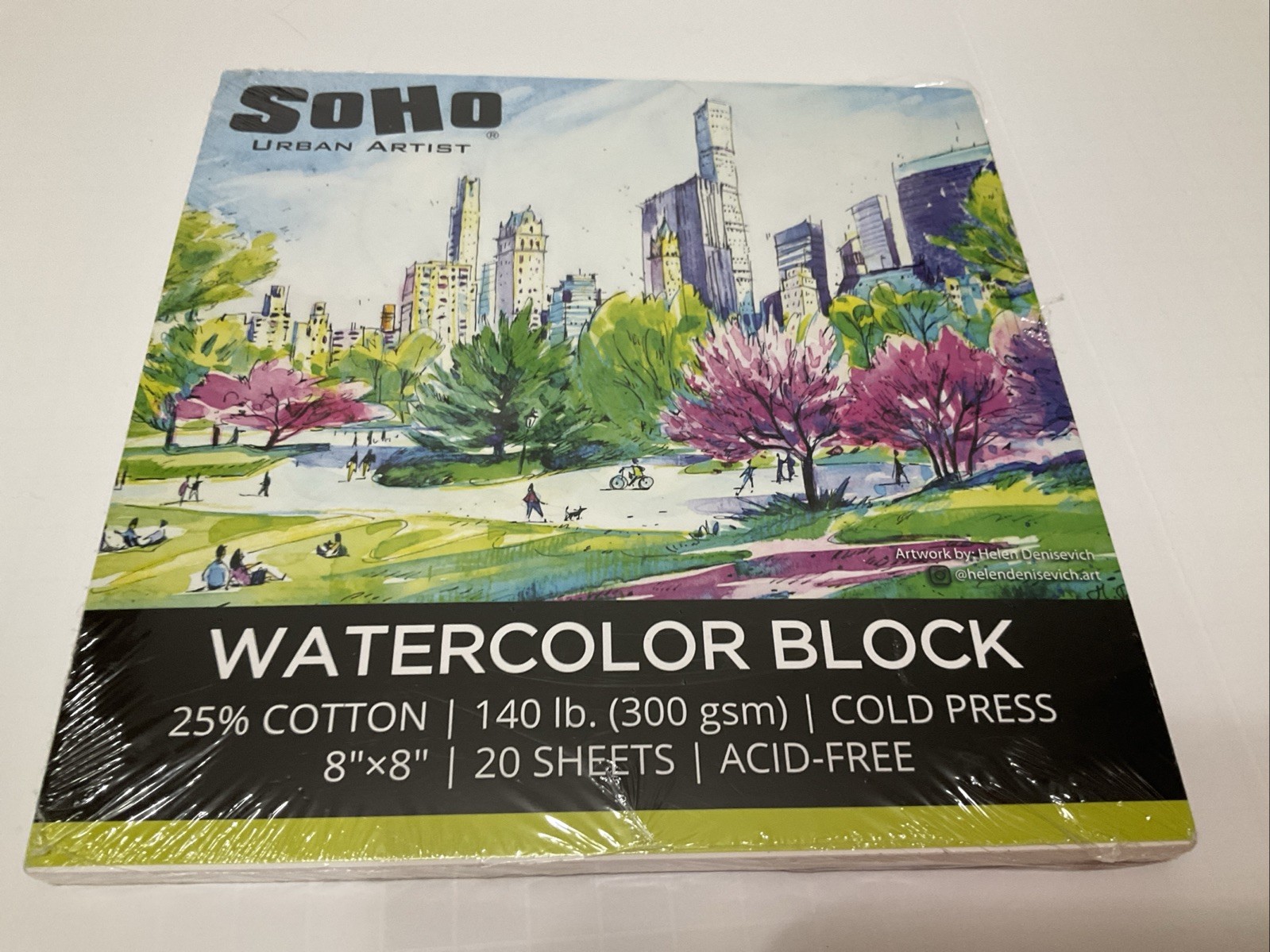 SoHo Urban Artist Watercolor Block 8” X8”140 Lb. 20 Sheets Acid-free NEW