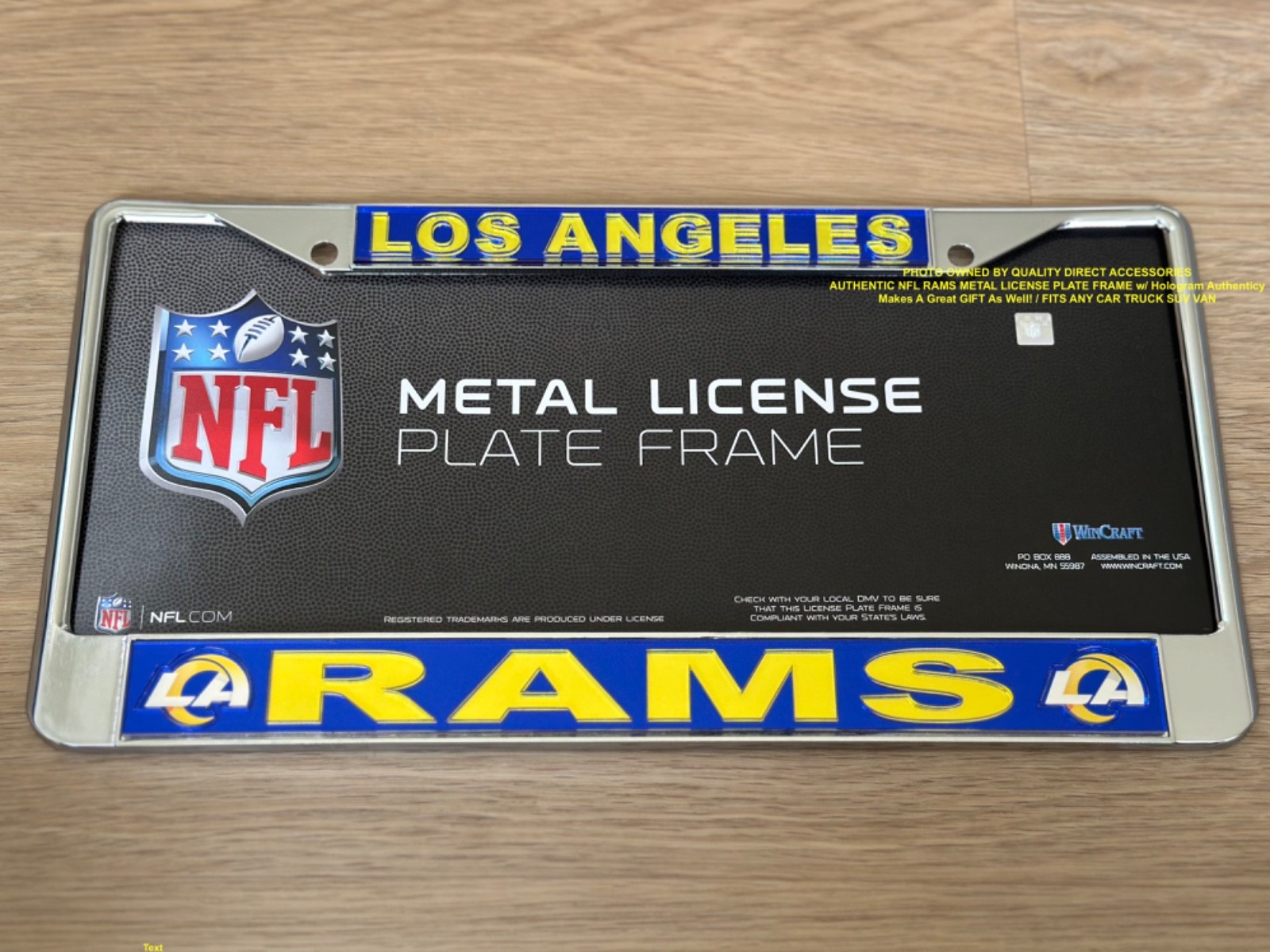 LA Los Angeles Rams Laser Frame Chrome License Plate Metal NFL CAR SUV Tag Cover