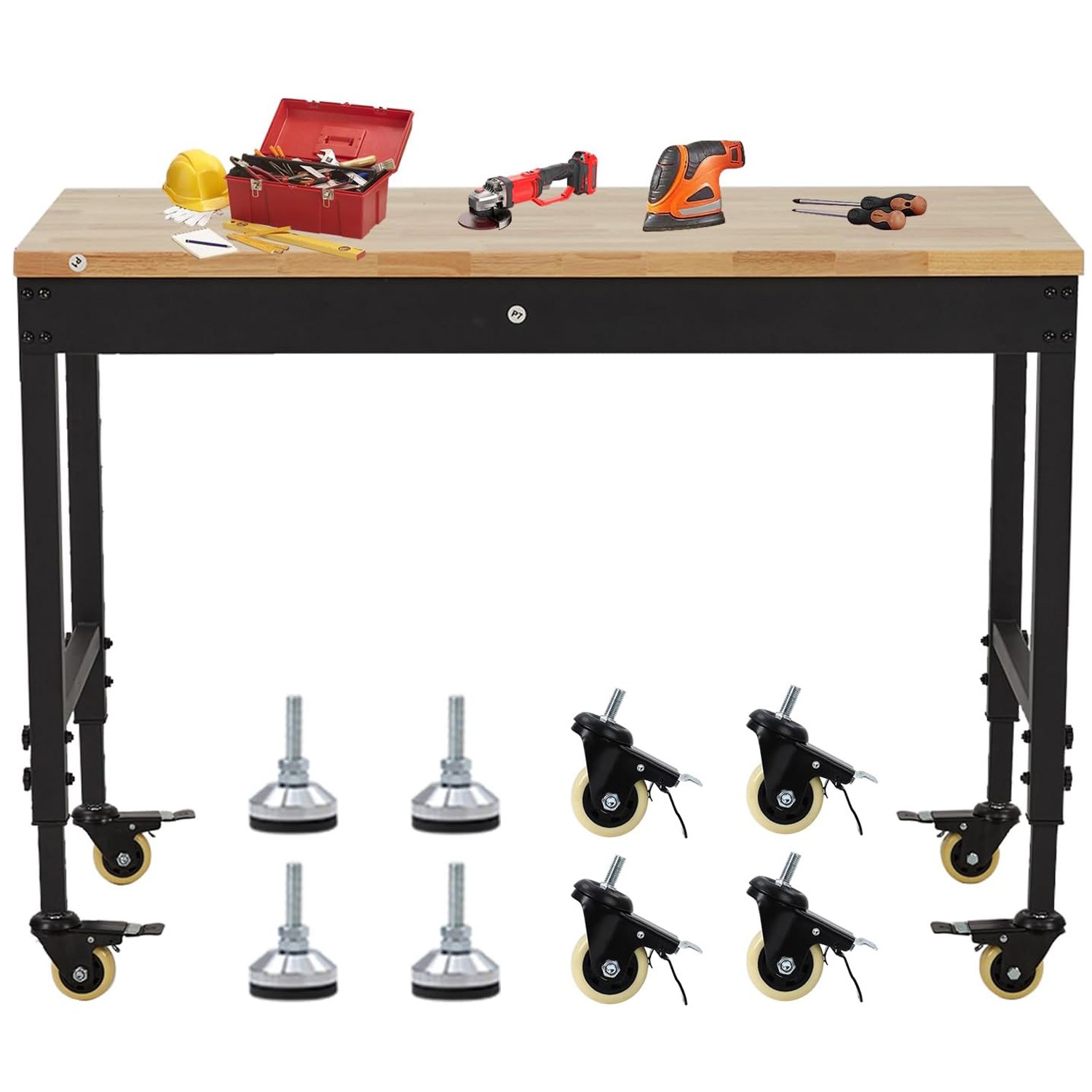 48"x24" Heavy-Duty Adjustable Workbench Rubber Wood Top Garage Worktable 2000LBS