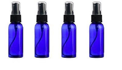 Glass Spray Bottles - 4 Piece 1oz Cobalt Blue Small Glass Bottles Black Sprayer