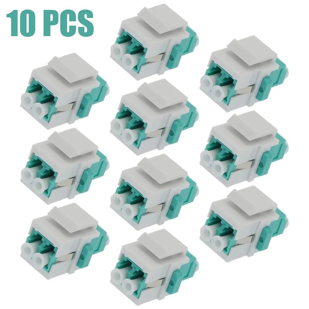 10 Pack LC/UPC Duplex Multi Mode Fiber Optical Coupler Insert Keystone Jack Aqua