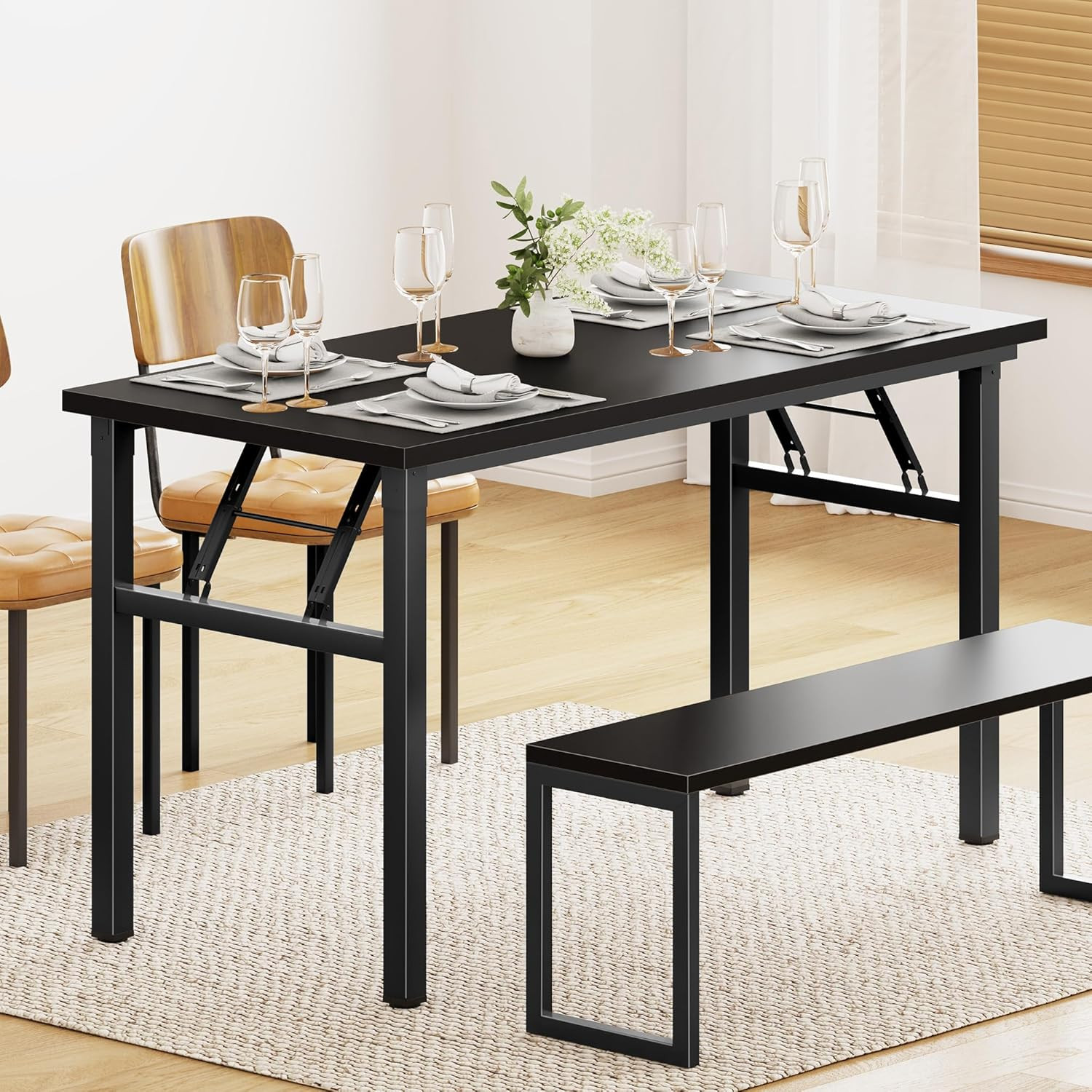 Computer Desk Folding Table 39.4 Inches Writing Desk for Small Space Study Table
