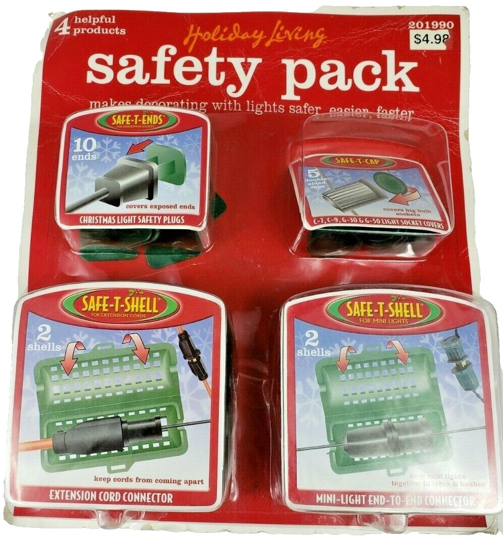 Holiday Living Safety Pack Safe-T-Ends Caps Shells Light Covers 19 Pc