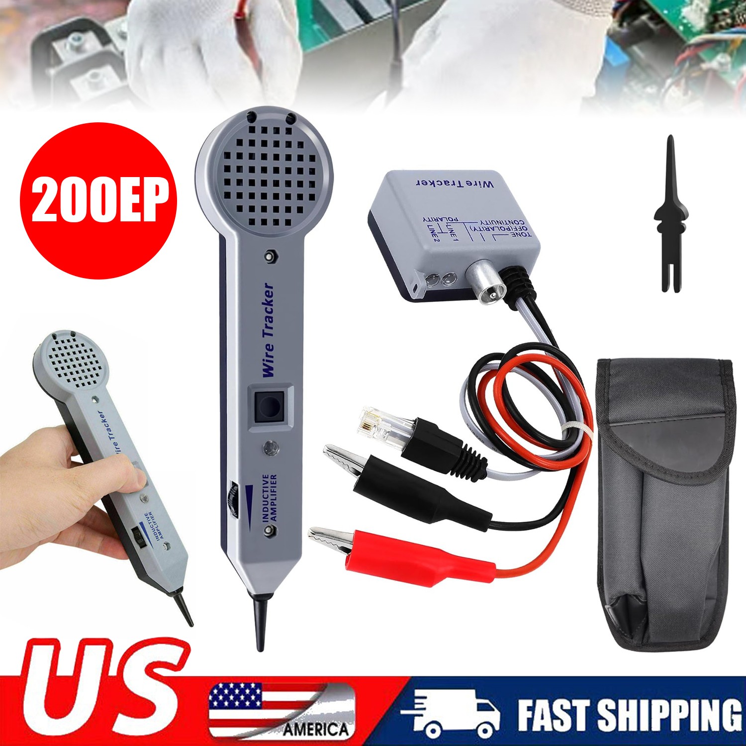 Tone Generator Kit, Wire Tracer Electrical Circuit Tester, 200EP Cable Toner