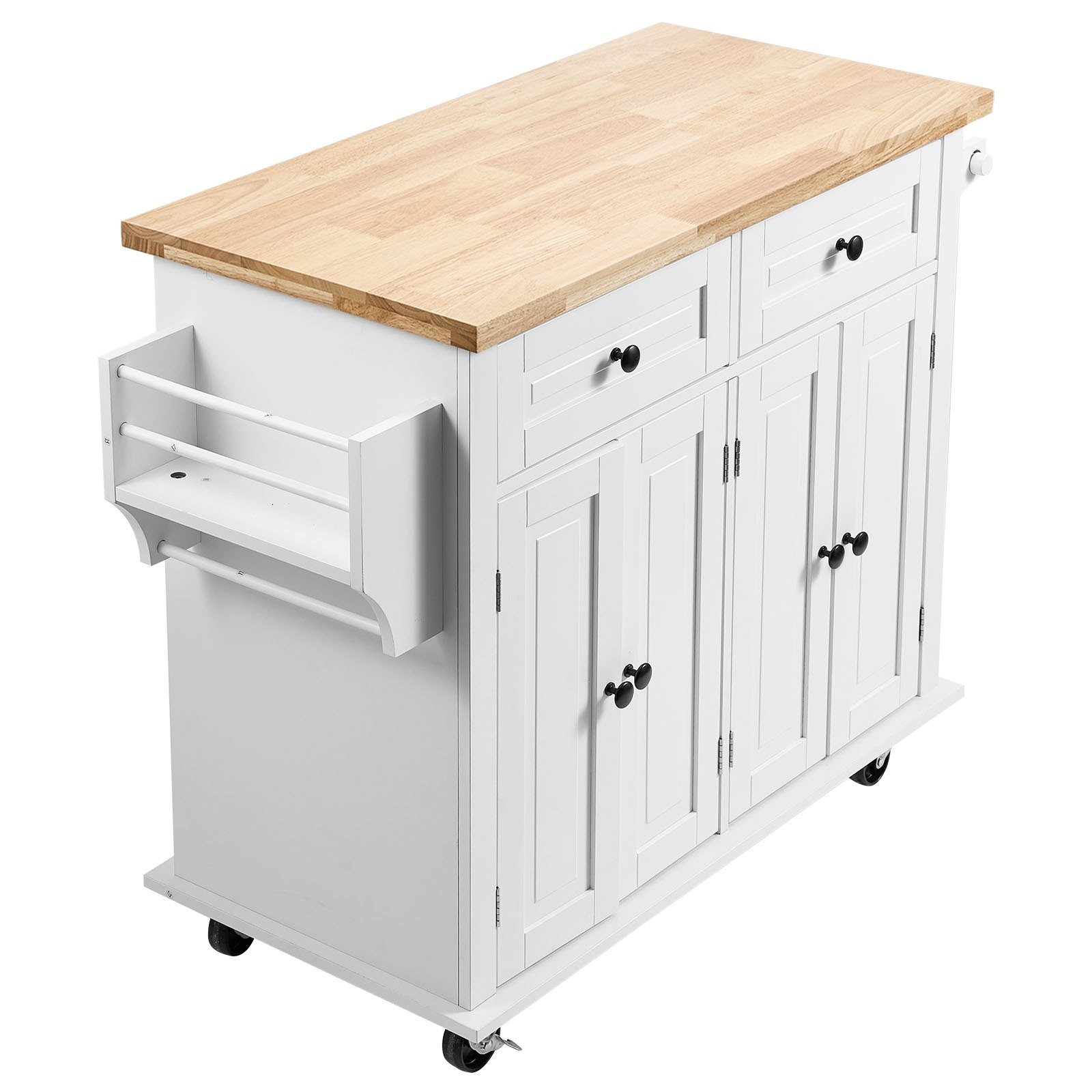 VEVOR Kitchen Island Cart With Solid Wood Top, 35.4 Width Mobile Carts