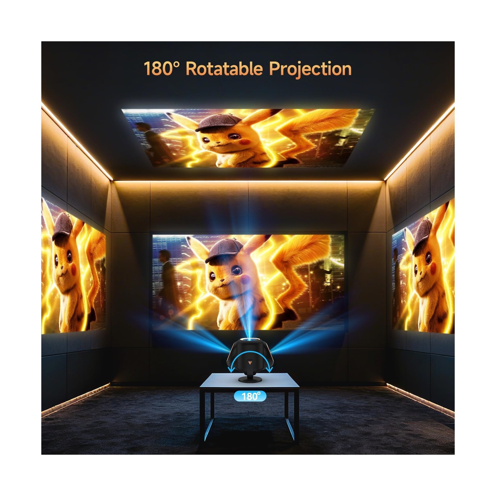 Mini Projector with WiFi and Bluetooth, Portable Projector Native 1080P Suppo...