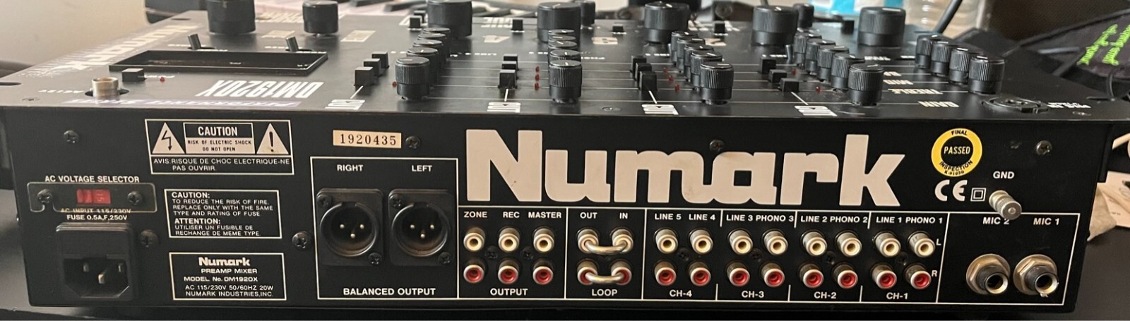 Numark DM1920X Rotary DJ Mixer 90s Rare
