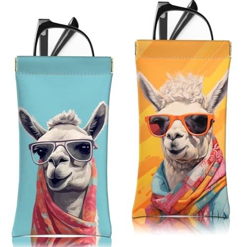 2 PCS Glasses Sunglasses Eyeglass Case Pouch Soft PU Leather with B5-alpaca