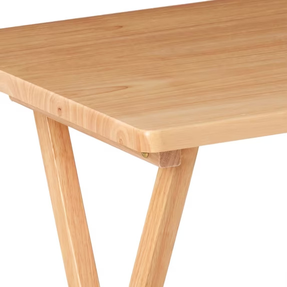 Mainstays Modern Indoor Folding Tray Table Set of 2, Natural Finish, Solid Rubbe