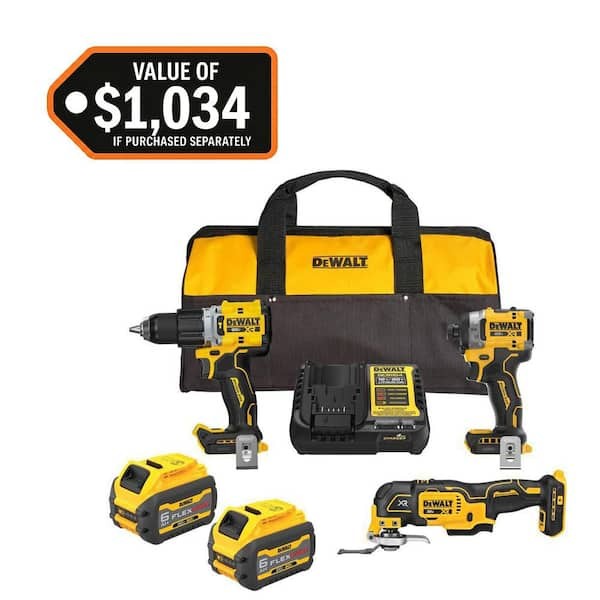 Dewalt 20V MAX XR 3 Tool Kit w/2 Batteries 2 FLEXVOLT 6.0 Ah DCK350T2