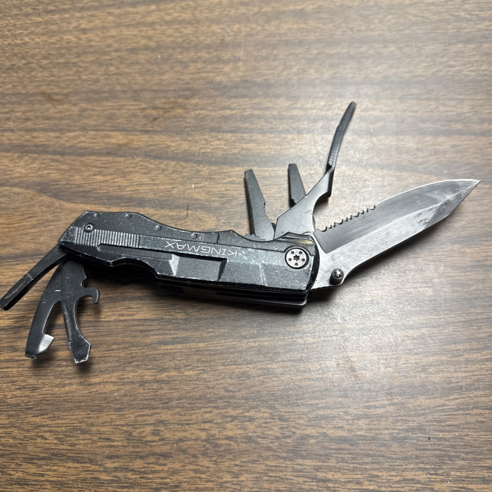 Kingmax Combination Folding Pocket Knife Multitool Black Pliers Bottle Opener