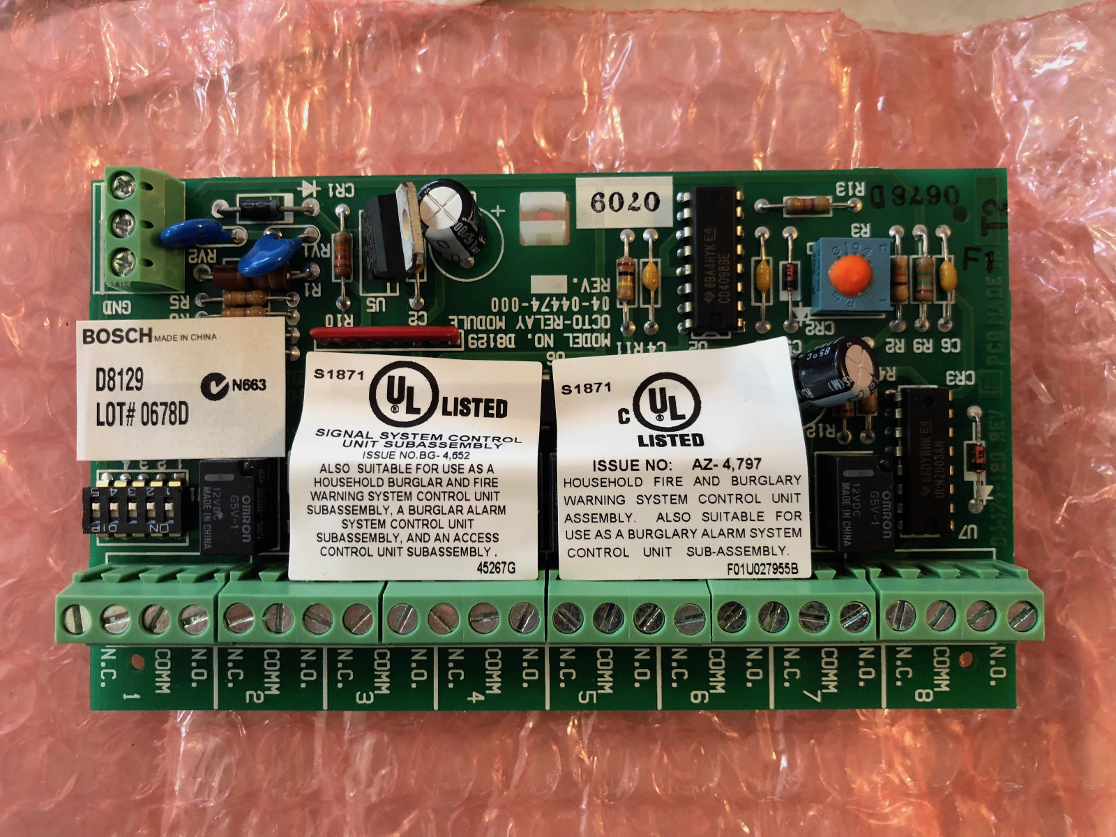 NEW SEALED Bosch Radionics D8129 Security System Octo-Relay Module Board