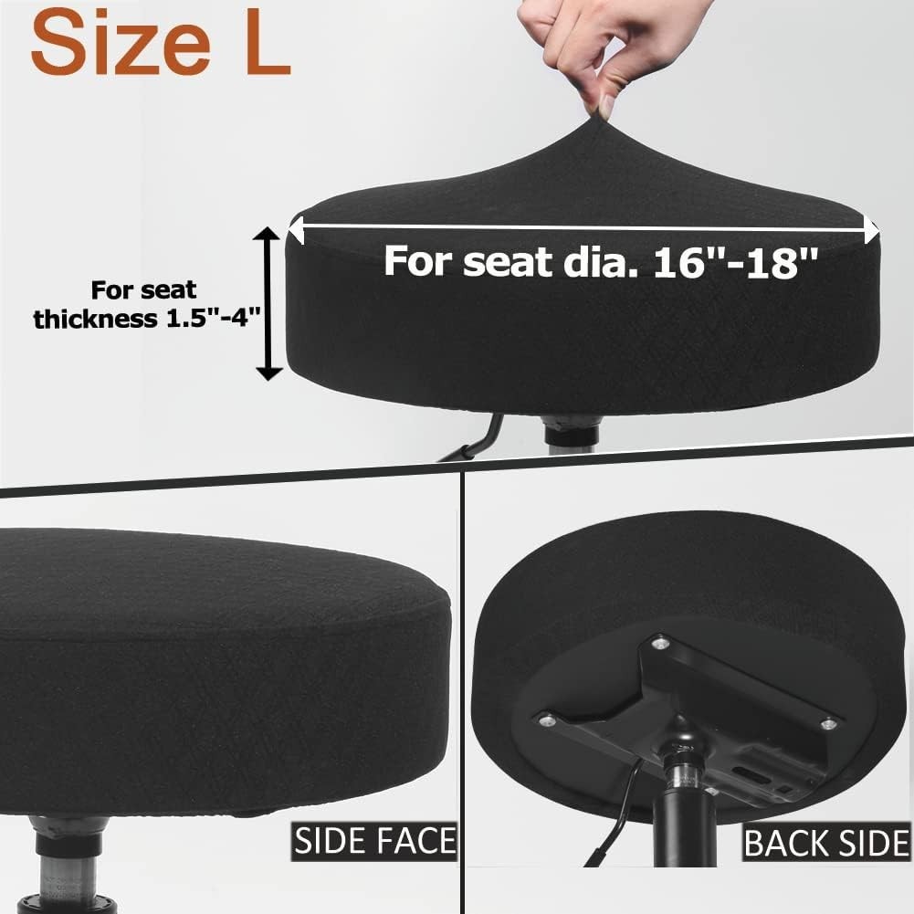 Round Stretchy Bar Stool Slipcover 16-18" - Elegant Dustproof Solution in Black