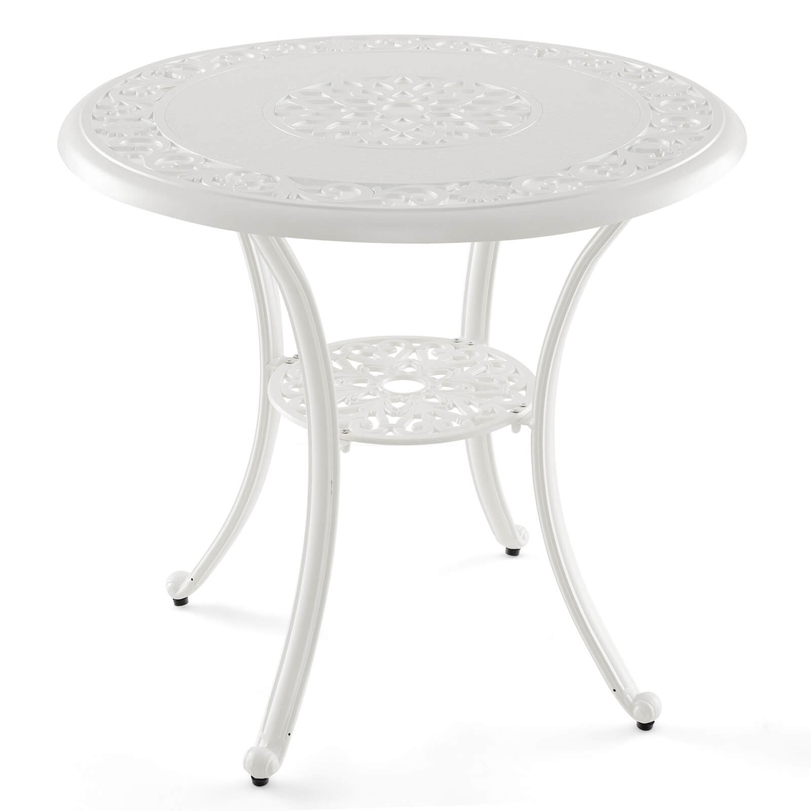 31.5" Outdoor Side Table for 4 with 2" Umbrella Hole for Backyard Aluminum