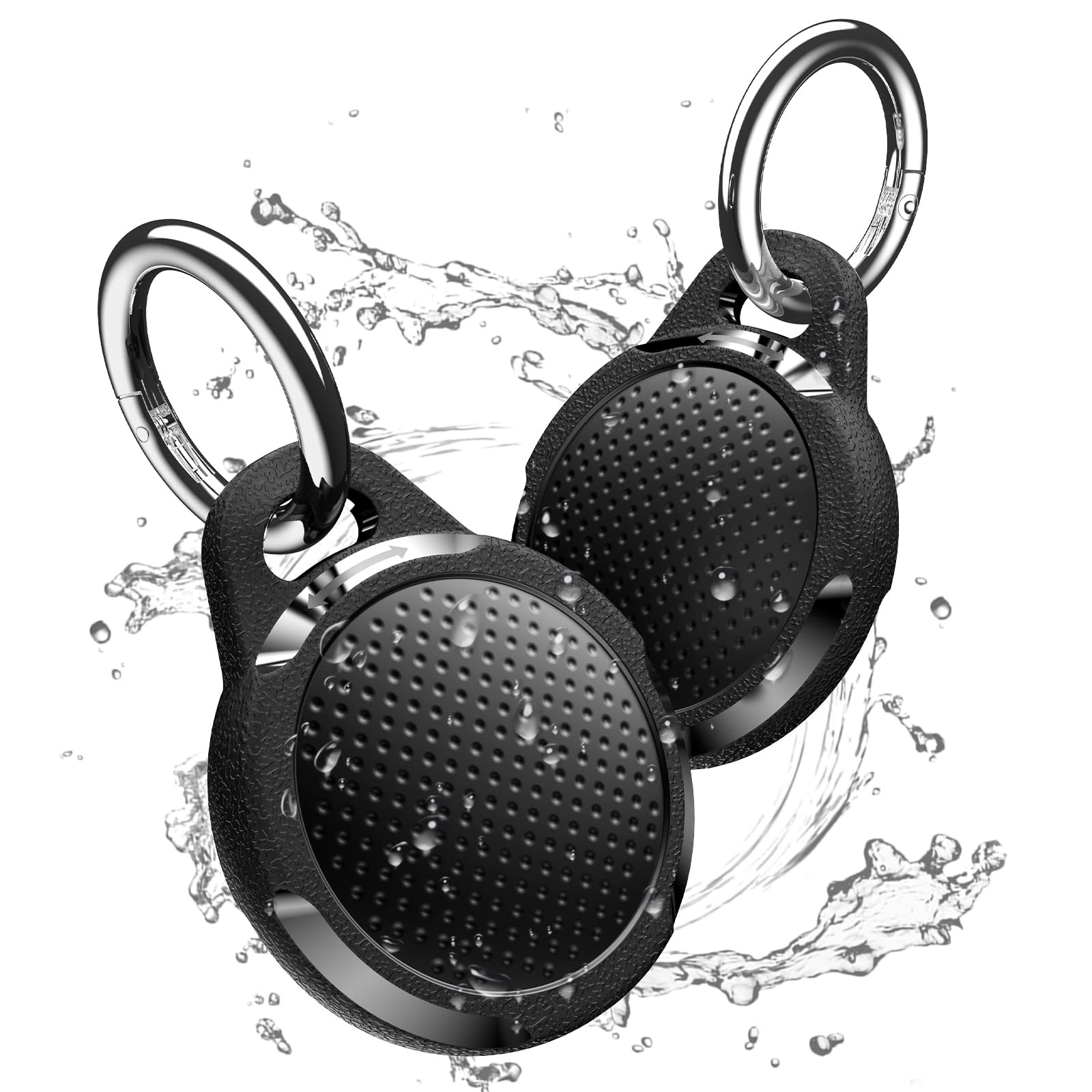 Waterproof Case for Airtag, 2 Pack Air tag Keychain Carbon Black(2 Pack)