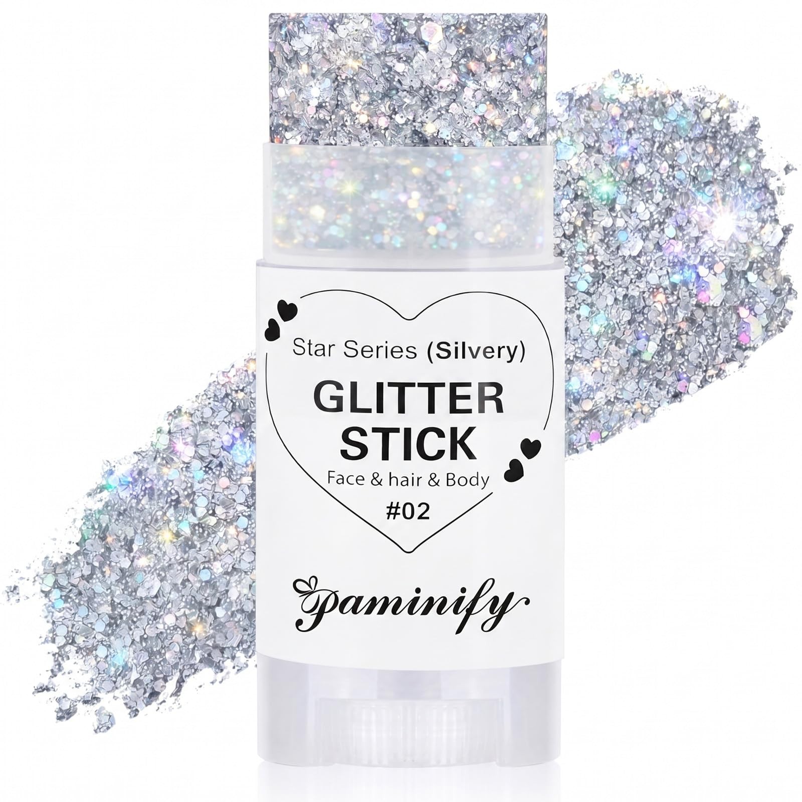 Paminify Silver Hair Glitter Stick,Cheer Body Face 02 silver