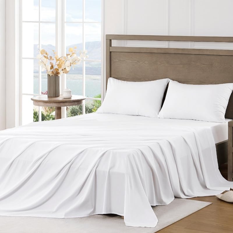 3 Piece Twin Microfiber Sheet Set Deep Pocket White Bedding