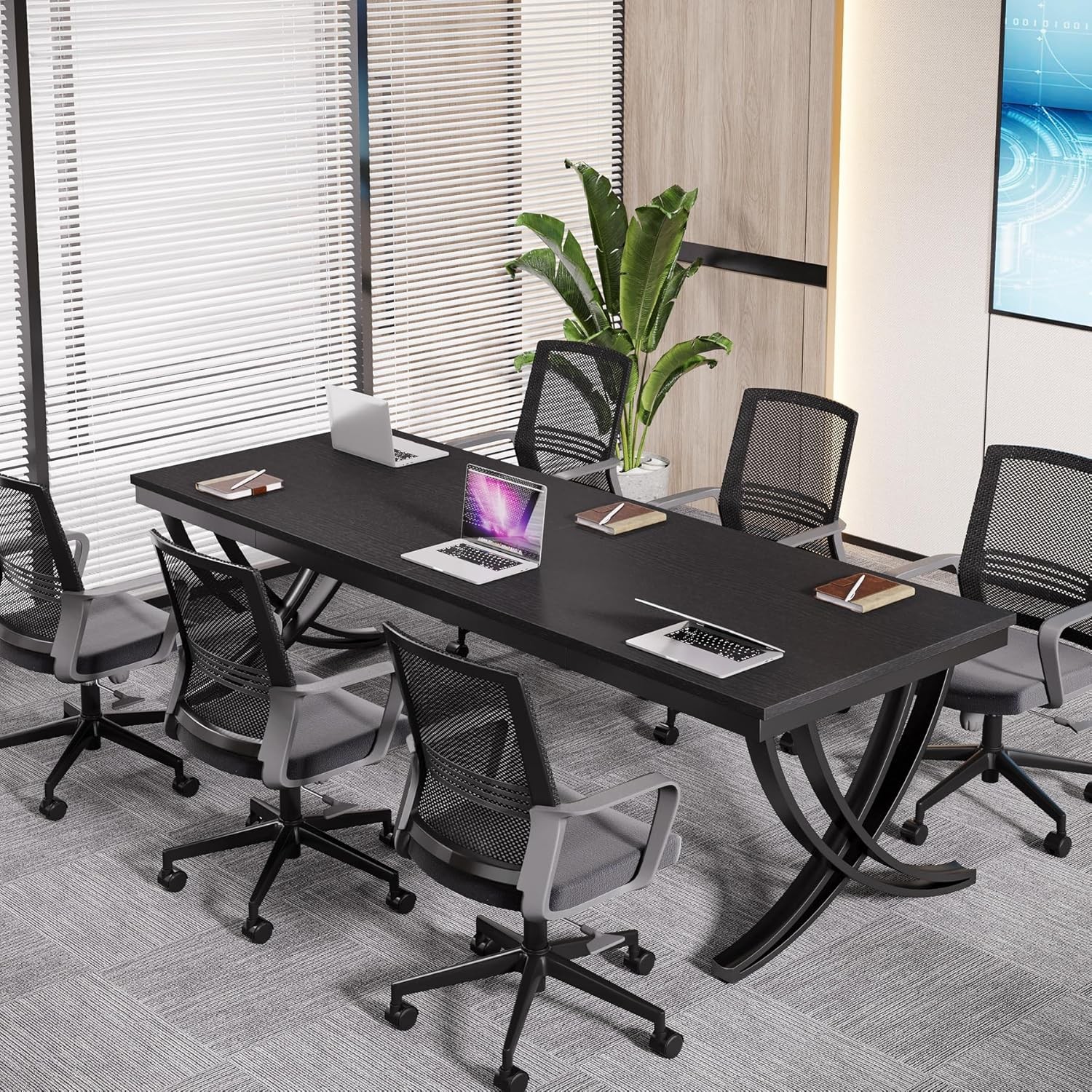 6.5FT Conference Table for 6-8 People, 78 inch Long Rectangular Seminar Table