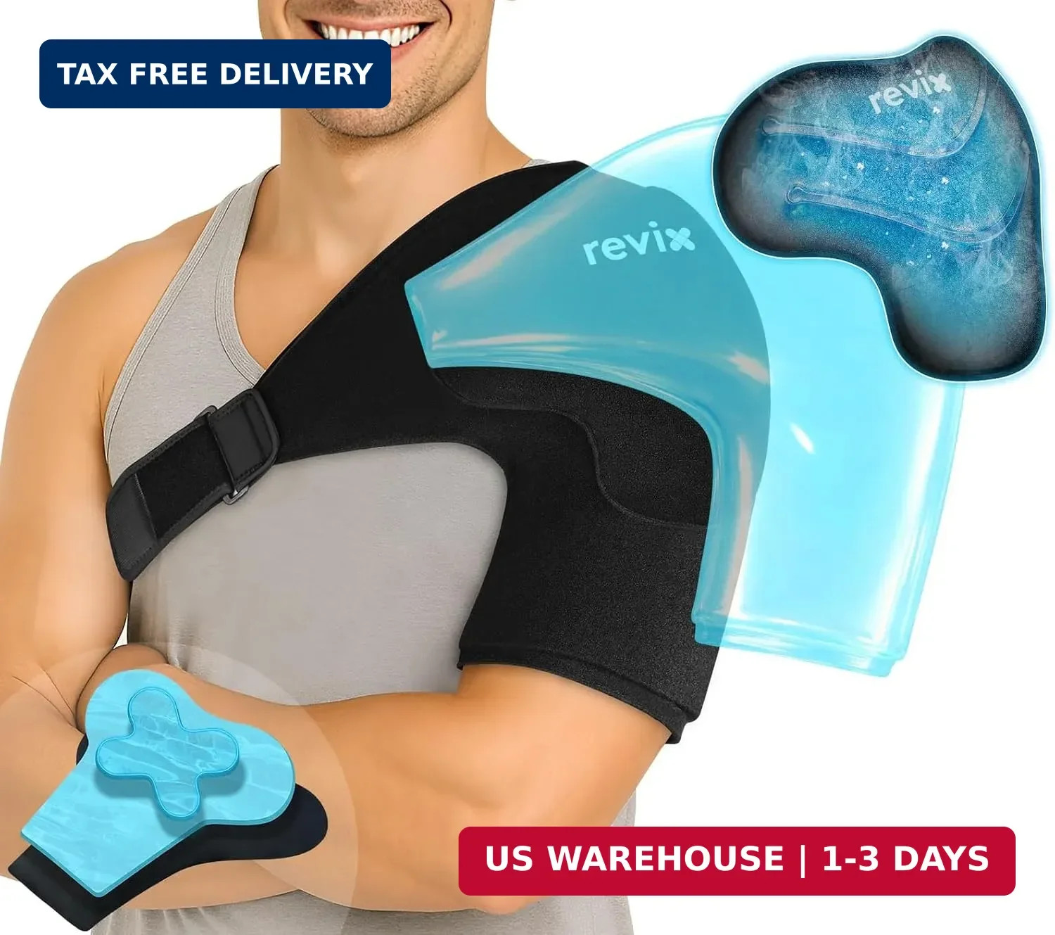 REVIX XL Gel Shoulder Ice Pack Reusable Cold Therapy Rotator Cuff Relief