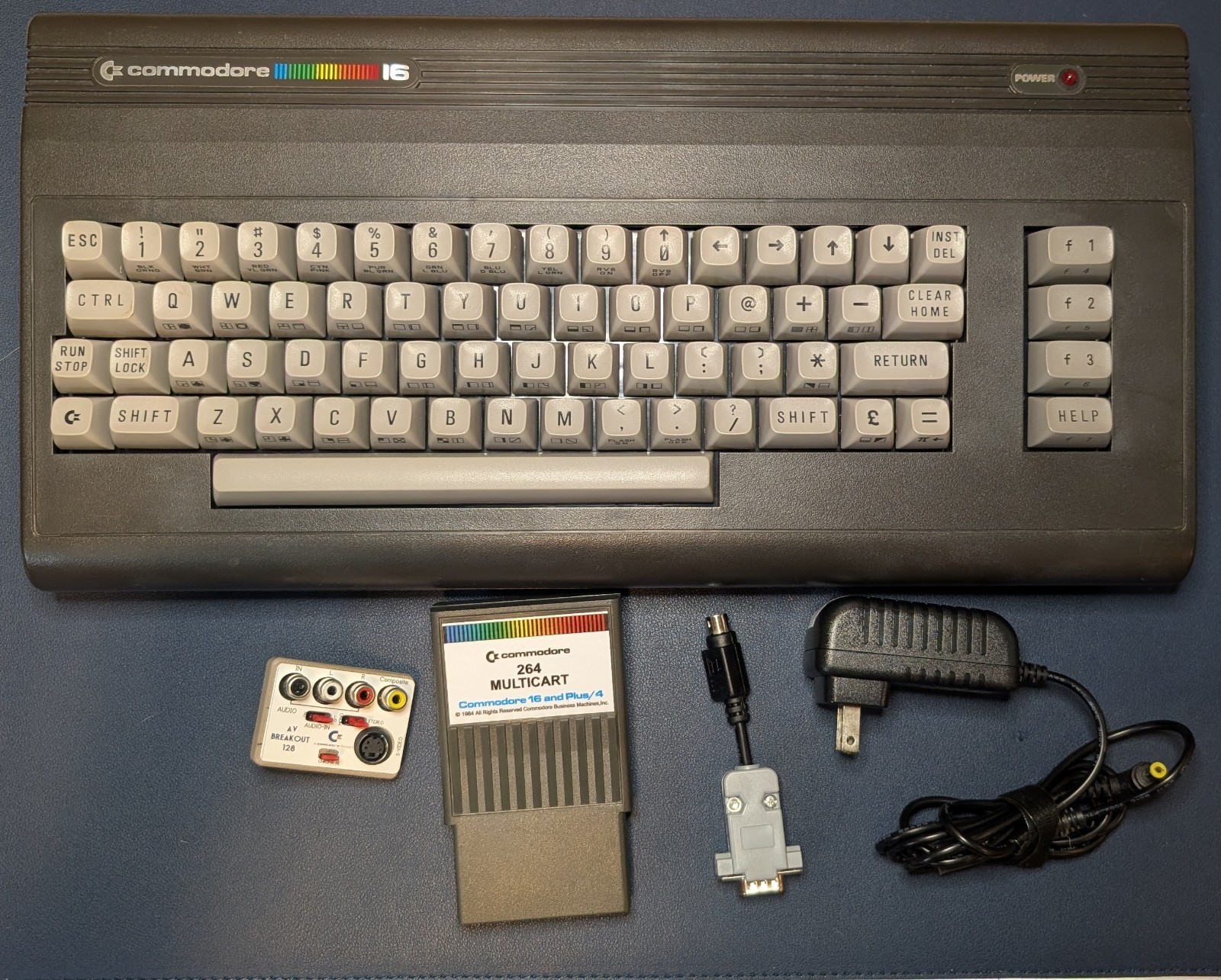 Commodore 16 C16 Computer, PLAnkton, 64K RAM, Joystick adapter, Multicart 264